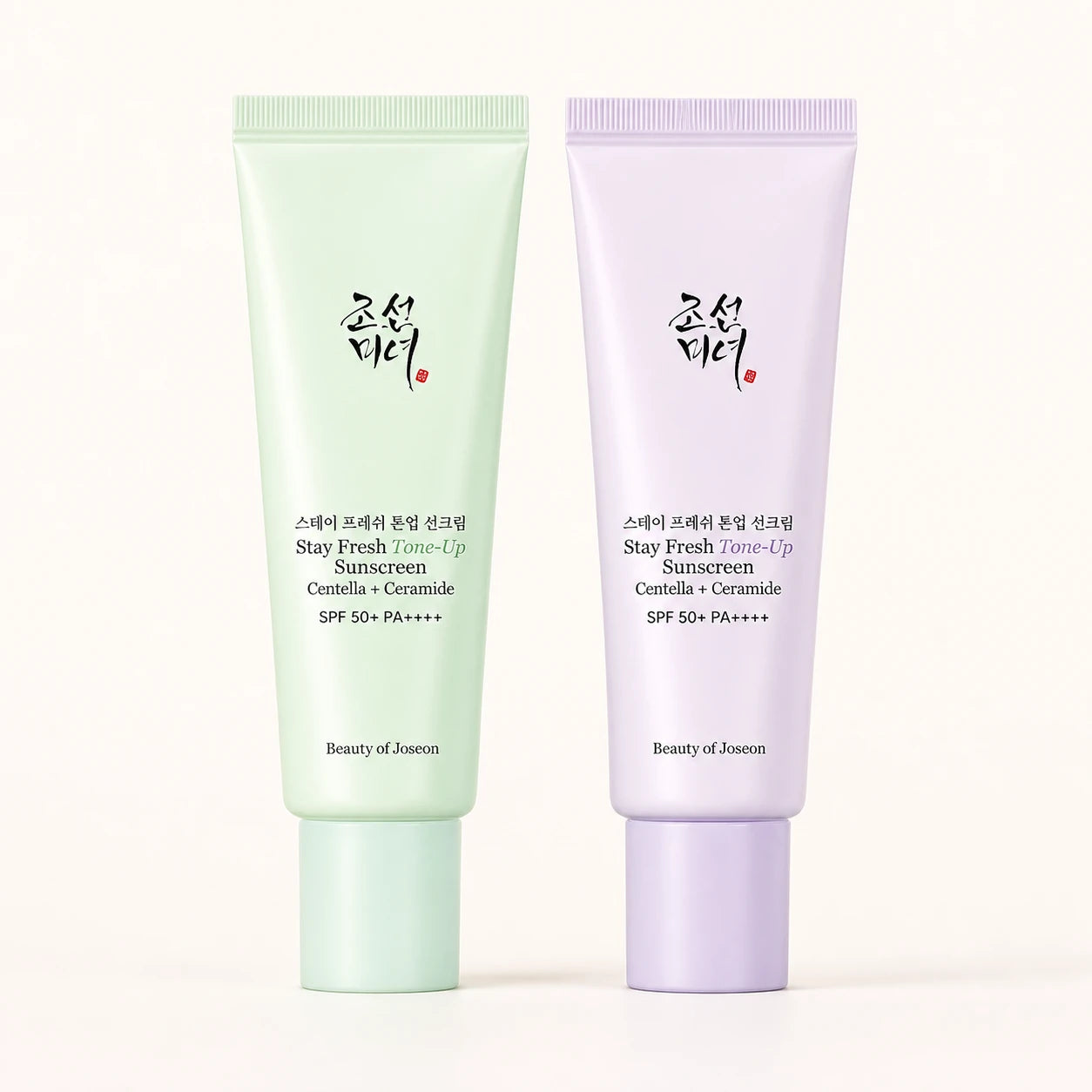 Beauty of Joseon Stay Fresh Tone-Up Sunscreen SPF50+ Green and Purple 50ml tubes