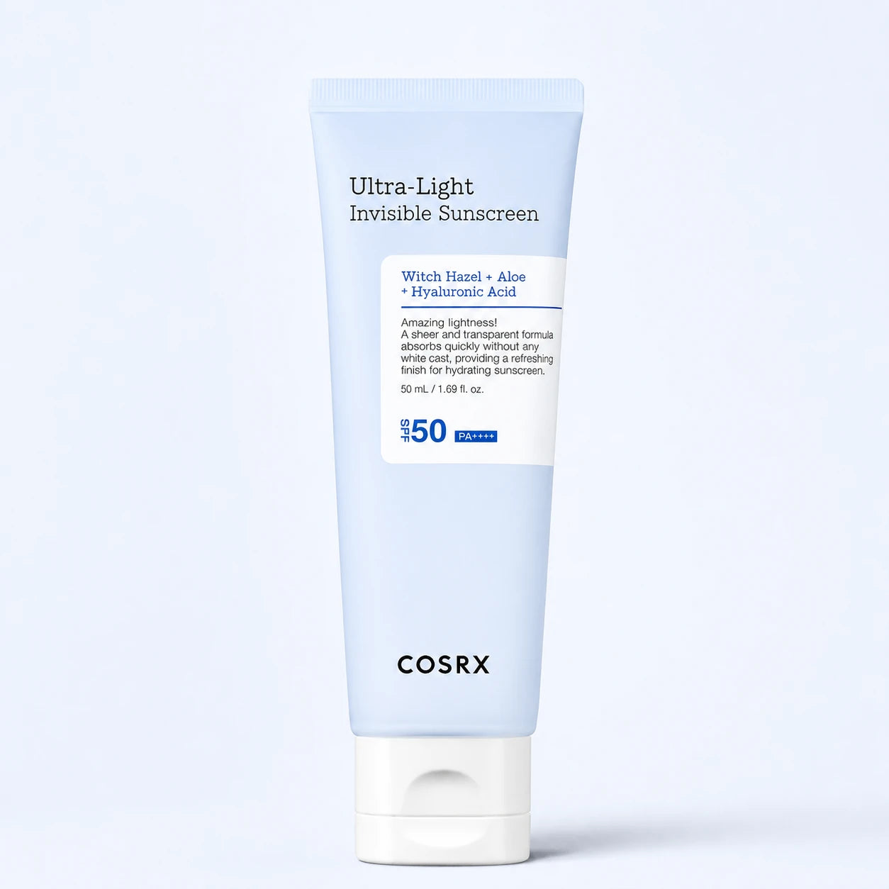 COSRX Ultra-Light Invisible Sunscreen SPF50 PA++++ 50ml pale blue tube