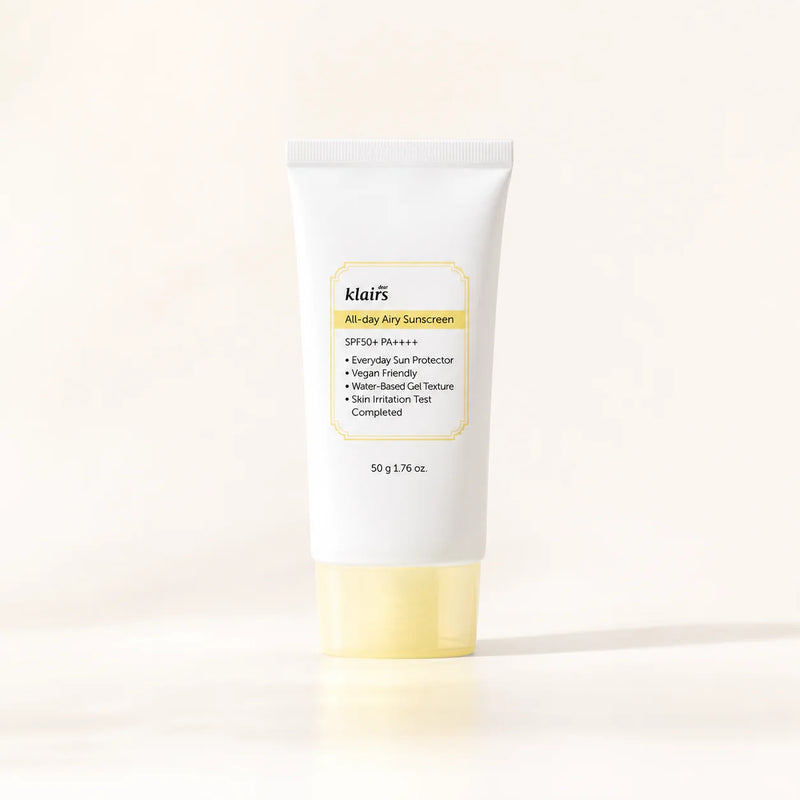 Dear, Klairs All-day Airy Sunscreen SPF50+ PA++++ 50g white tube