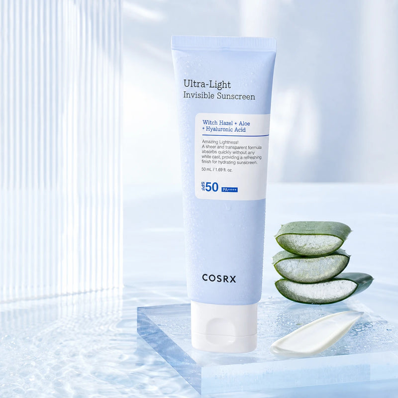 COSRX Ultra-Light Invisible Sunscreen with aloe water and serum-gel texture
