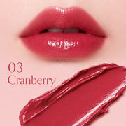 ProtoClinical k-beauty espoir Nowear Lipstick Balming Glow shade swatch for #03 Cranberry in a single square lip color tile with a solid color fill
