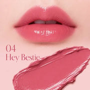 ProtoClinical k-beauty espoir Nowear Lipstick Balming Glow shade swatch for #04 Hey Bestie in a single square lip color tile with a solid color fill