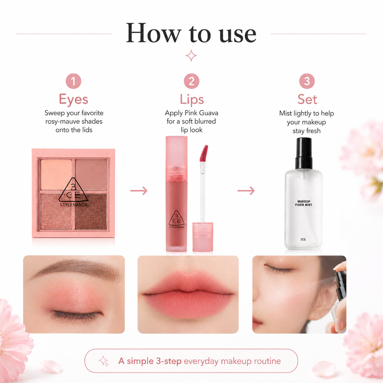 3CE Makeup Lock and Glow Set