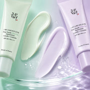 Mint and lavender textures of Beauty of Joseon Stay Fresh Tone-Up Sunscreen