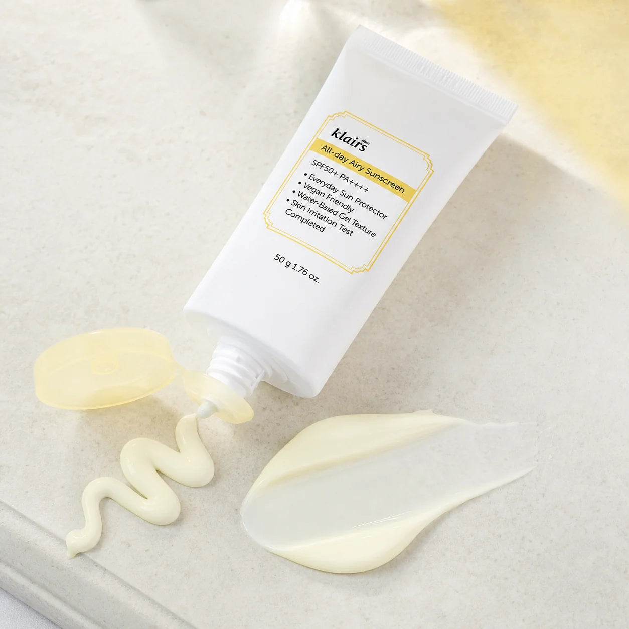 Water-based gel-cream texture of Dear, Klairs All-day Airy Sunscreen