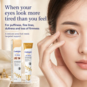 ProtoClinical k-beauty Collagen Eye Cream Sadoer for Fine Lines concern graphic with a close-up eye area, tired-looking under-eye focus, and a clean light background