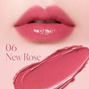 ProtoClinical k-beauty espoir Nowear Lipstick Balming Glow shade swatch for #06 New Rose in a single square lip color tile with a solid color fill