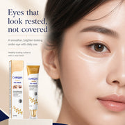 ProtoClinical k-beauty Collagen Eye Cream Sadoer for Fine Lines outcome graphic with a close-up eye area, rested-looking under-eye focus, and a clean light background