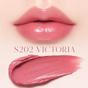 ProtoClinical k-beauty [DEAR DAHLIA] Blooming Edition Lip Paradise Sheer Dew Tinted Lipstick 3.4g shade VICTORIA shown as three horizontal rosy berry lip color swatches stacked on a pale blush background