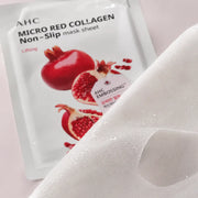 Clear essence on fine embossed AHC Micro Red Collagen sheet fibers