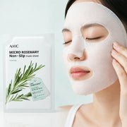 AHC Micro Rosemary sheet mask adhering closely to the face