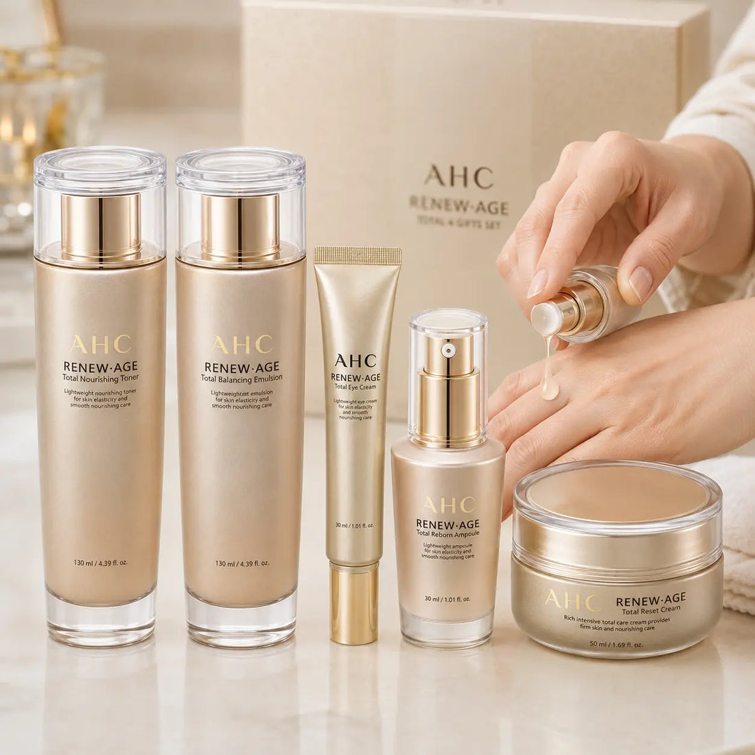 Layered essence, milky emulsion, cushioned ampoule and rich cream finish