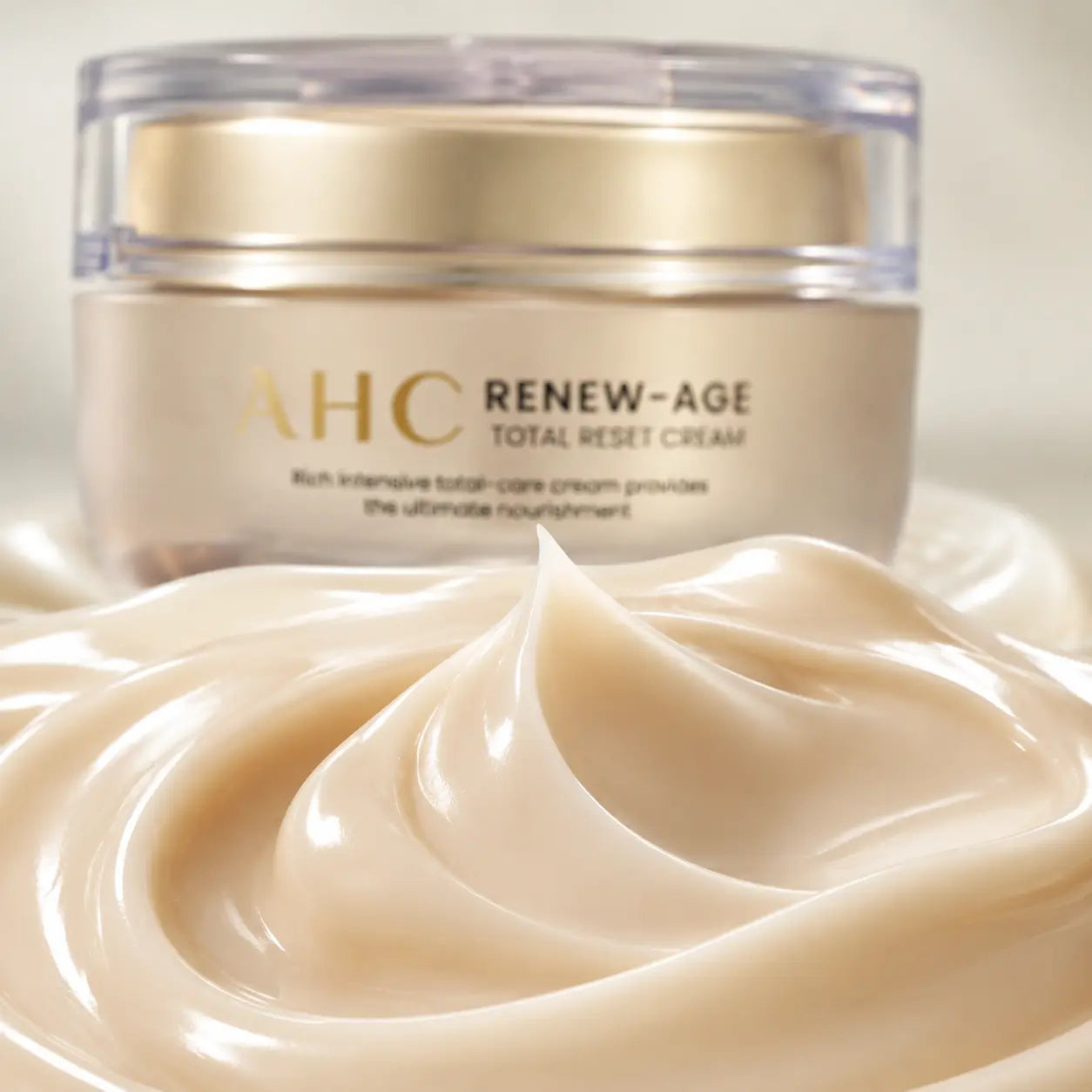 Rich ivory texture of AHC Renew-Age Total Reset Cream