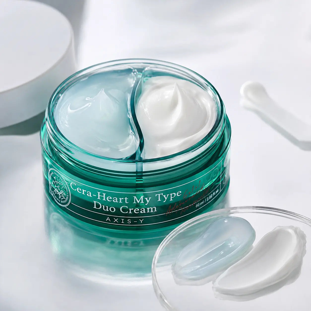 AXIS-Y Cera-Heart lightweight blue gel and richer white cream textures
