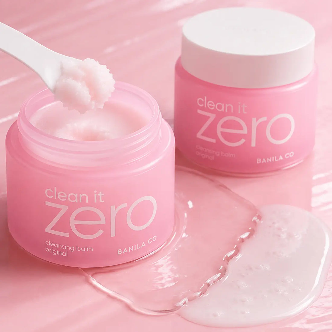 Soft sorbet balm that melts to oil and emulsifies milky