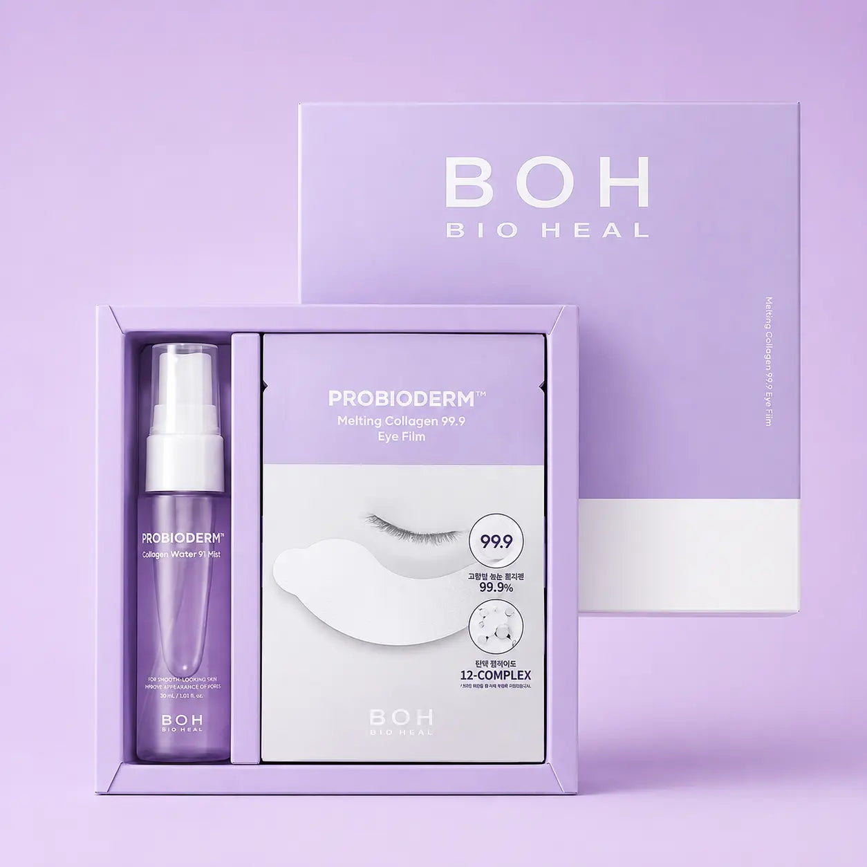 BIO HEAL BOH Probioderm Melting Collagen Eye Film kit with 28 sheets and 30 ml mist