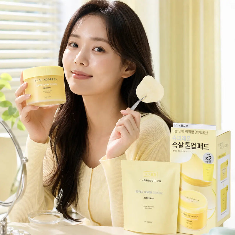 BRINGGREEN Super Lemon Glutathione Toner Pad skincare routine