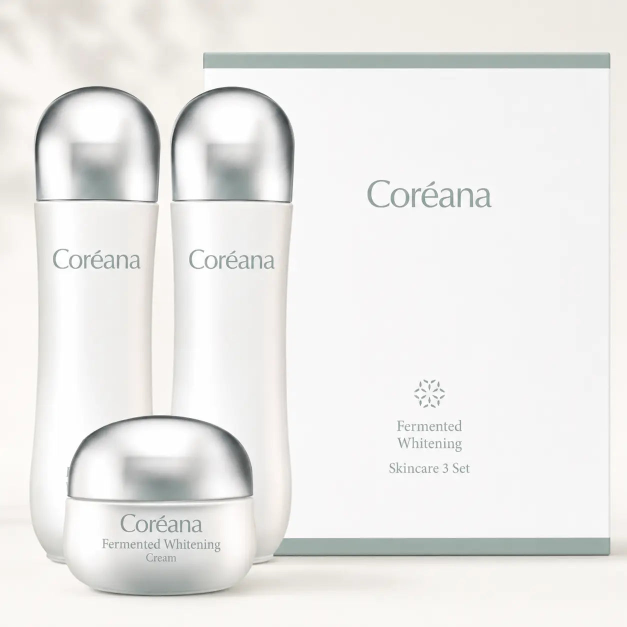 Coreana Fermented Whitening Skincare 3 Set with toner, emulsion, cream and presentation box
