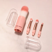 CORINGCO Cotton Candy Capsule 4-in-1 brush set opened with clear caps