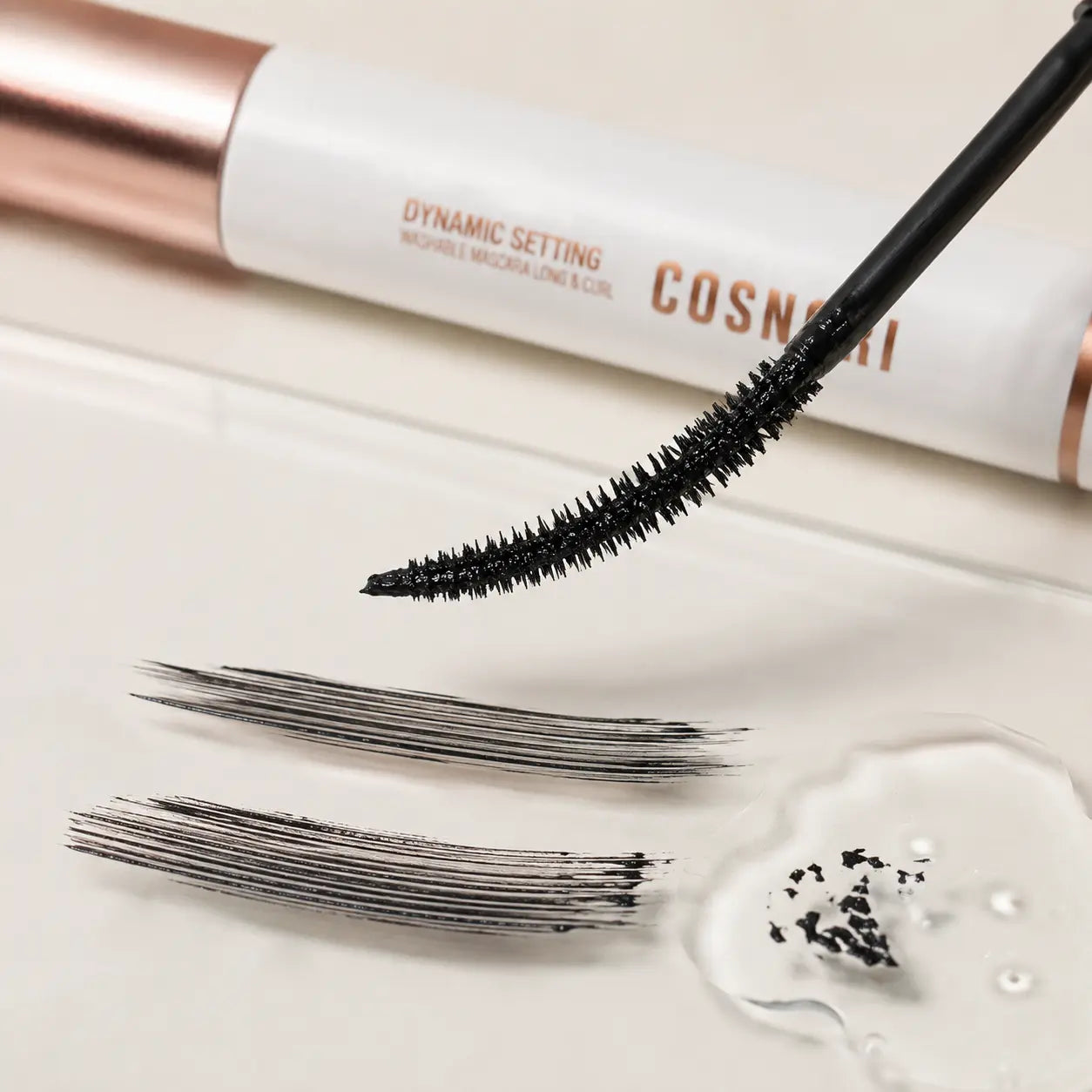 COSNORI washable mascara slim spoolie and black film loosening with warm water