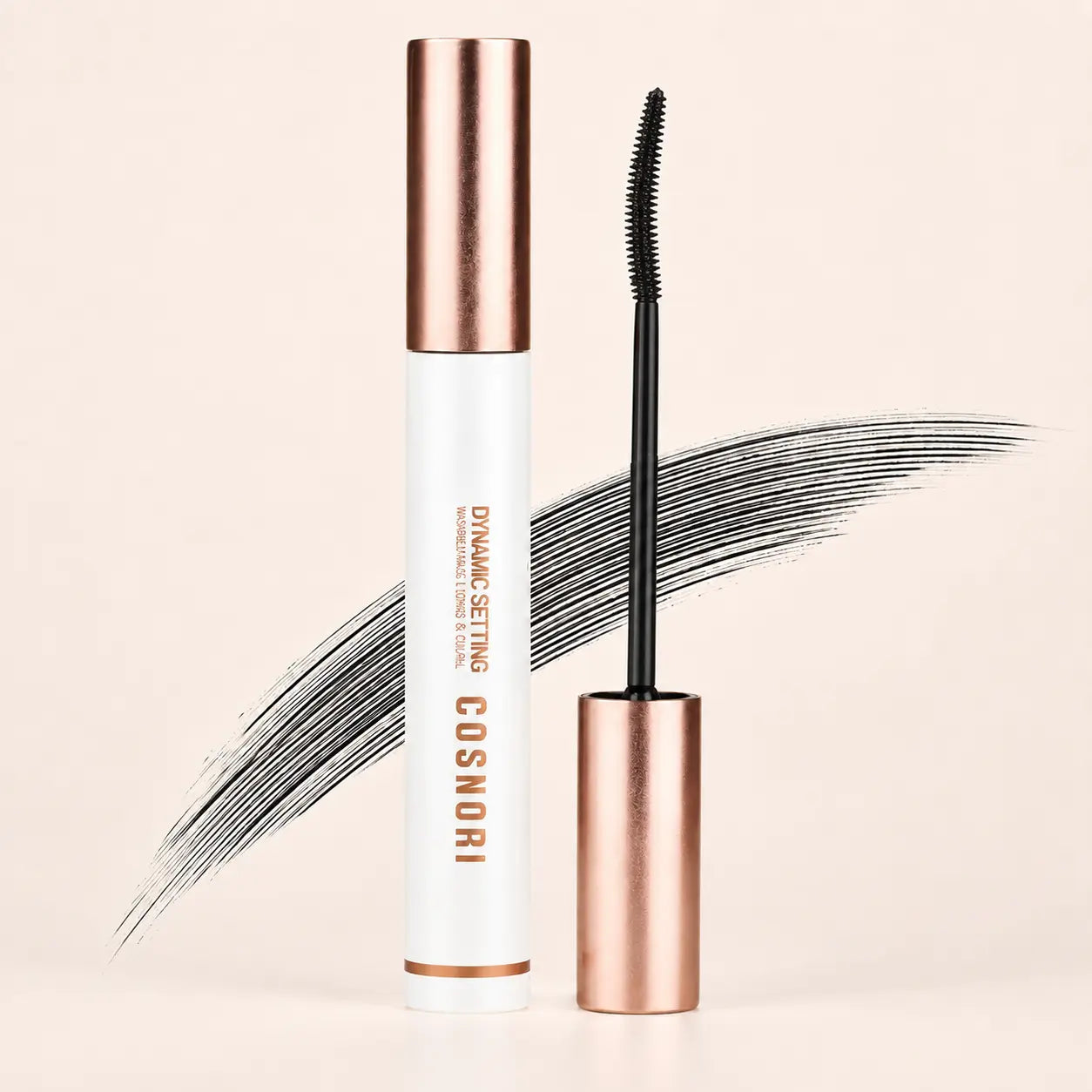COSNORI Dynamic Setting Washable Long and Curl Mascara 7 ml in white and rose gold