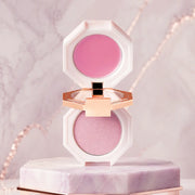 DEAR DAHLIA Paradise Dual Palette Blusher Duo in #02 Petal Princess with lilac-pink balm and violet shimmer