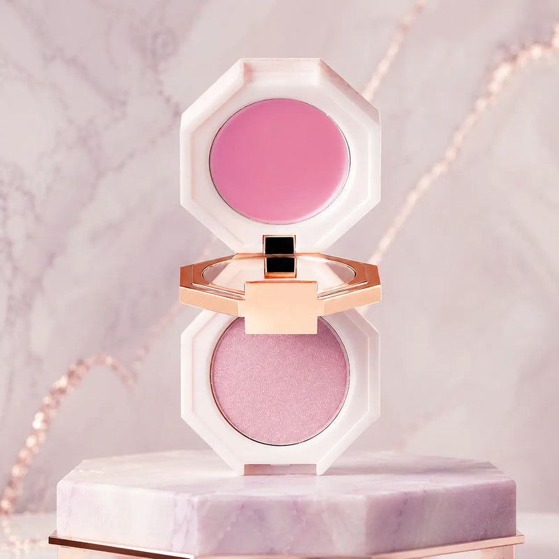 DEAR DAHLIA Paradise Dual Palette Blusher Duo in #02 Petal Princess with lilac-pink balm and violet shimmer