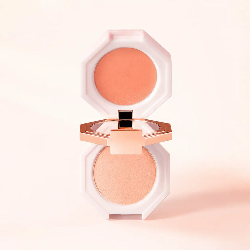 DEAR DAHLIA Paradise Dual Blush #01 Fair Lady open compact showing peach balm and coral nude beige powder