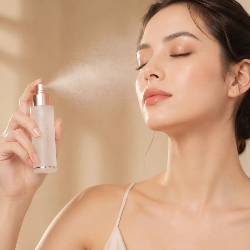 DEAR DAHLIA Endless Skin Setting Spray applied as an ultra-fine mist over makeup