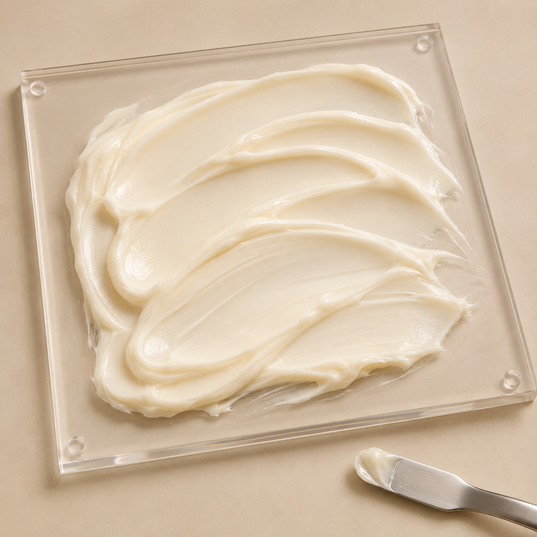 Rich cushiony cream with controlled roller slip and a conditioned emollient finish