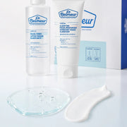 Close-up of Dr.Belmeur Clarifying watery toner and lightweight moisturizer textures