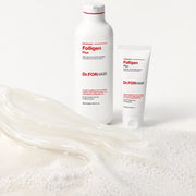 Close-up of Dr.FORHAIR Folligen Plus pearly shampoo gel and fine foam texture
