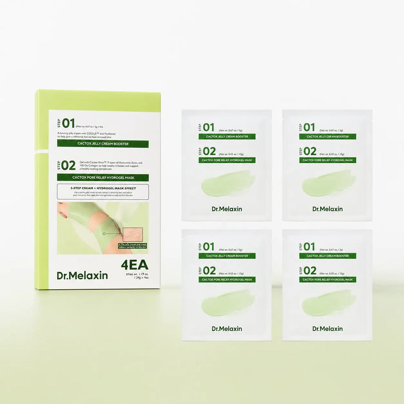 Dr.Melaxin Cactox 2-Step Jelly Booster and Hydrogel Mask set with four treatments