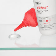 Clear lightweight gel texture dispensed from Dr.G A'Clear serum nozzle