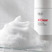 Macro view of dense fine white cleansing micro-bubbles
