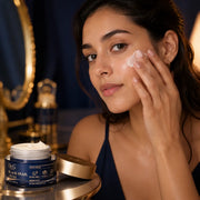 Applying Dr.G Black Snail Cream as a rich evening moisturizer
