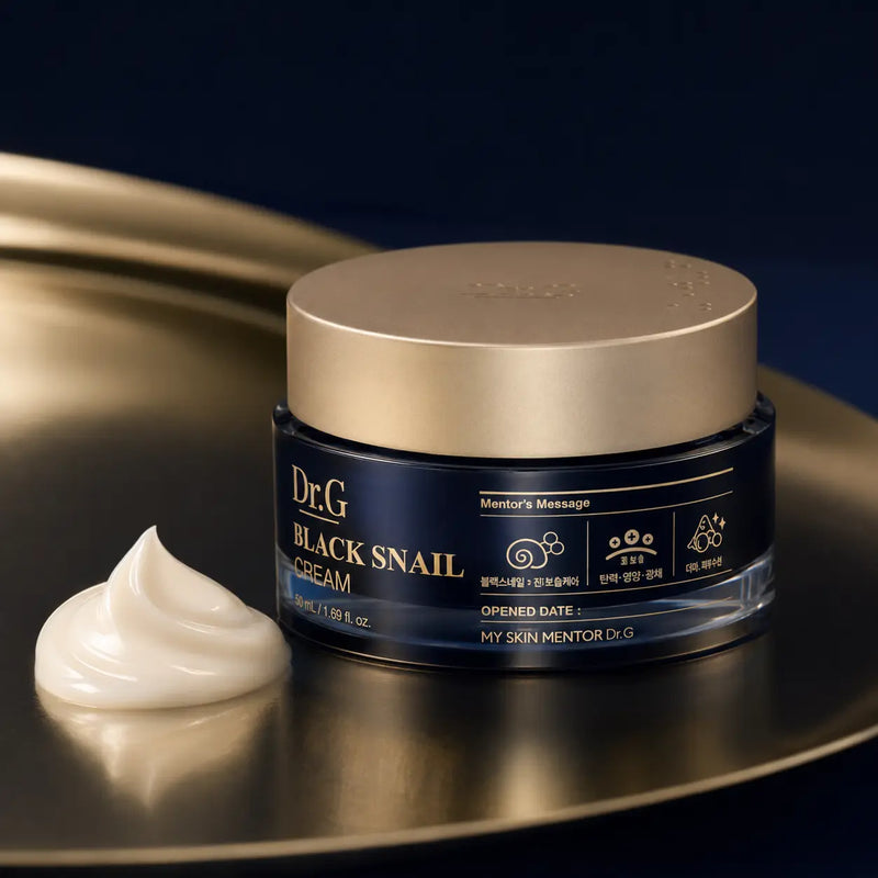 Dr.G Black Snail Cream 50 ml navy and gold jar with ivory cream
