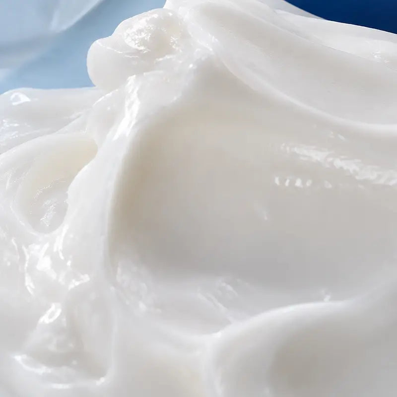 Macro view of the dense smooth white multi balm texture