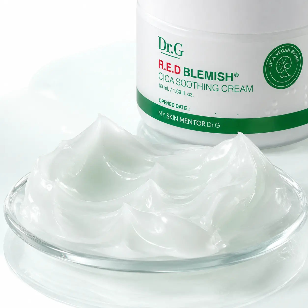 Macro view of the lightweight pale mint gel cream texture