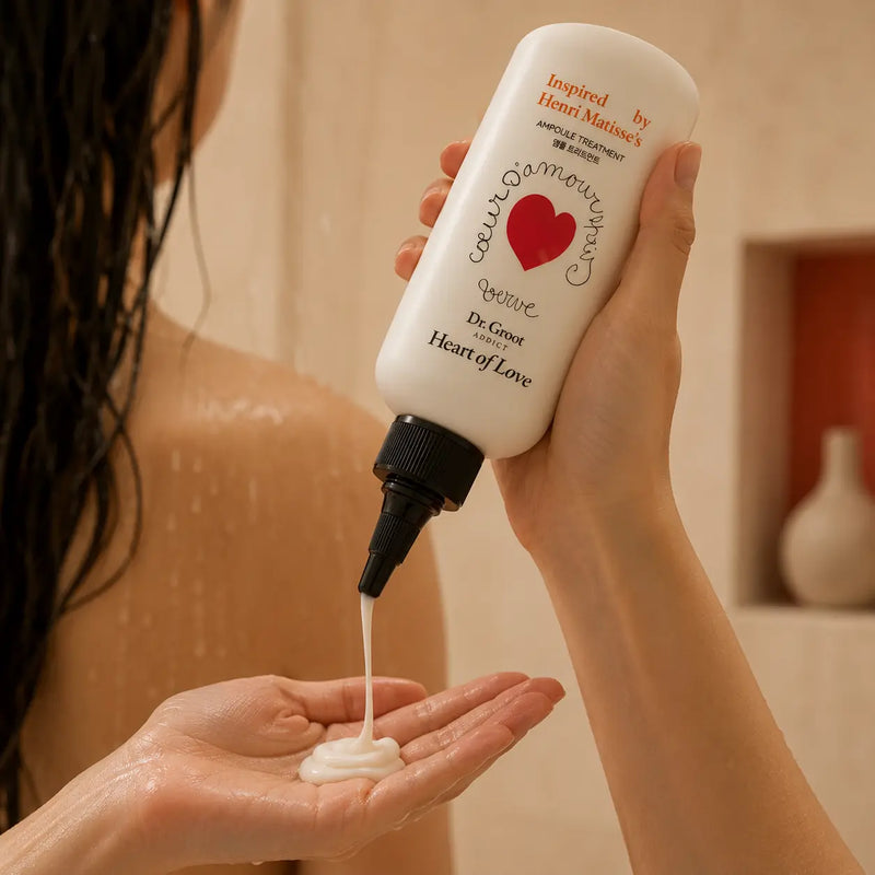 Dispensing Dr.Groot Heart of Love Ampoule Treatment into the palm