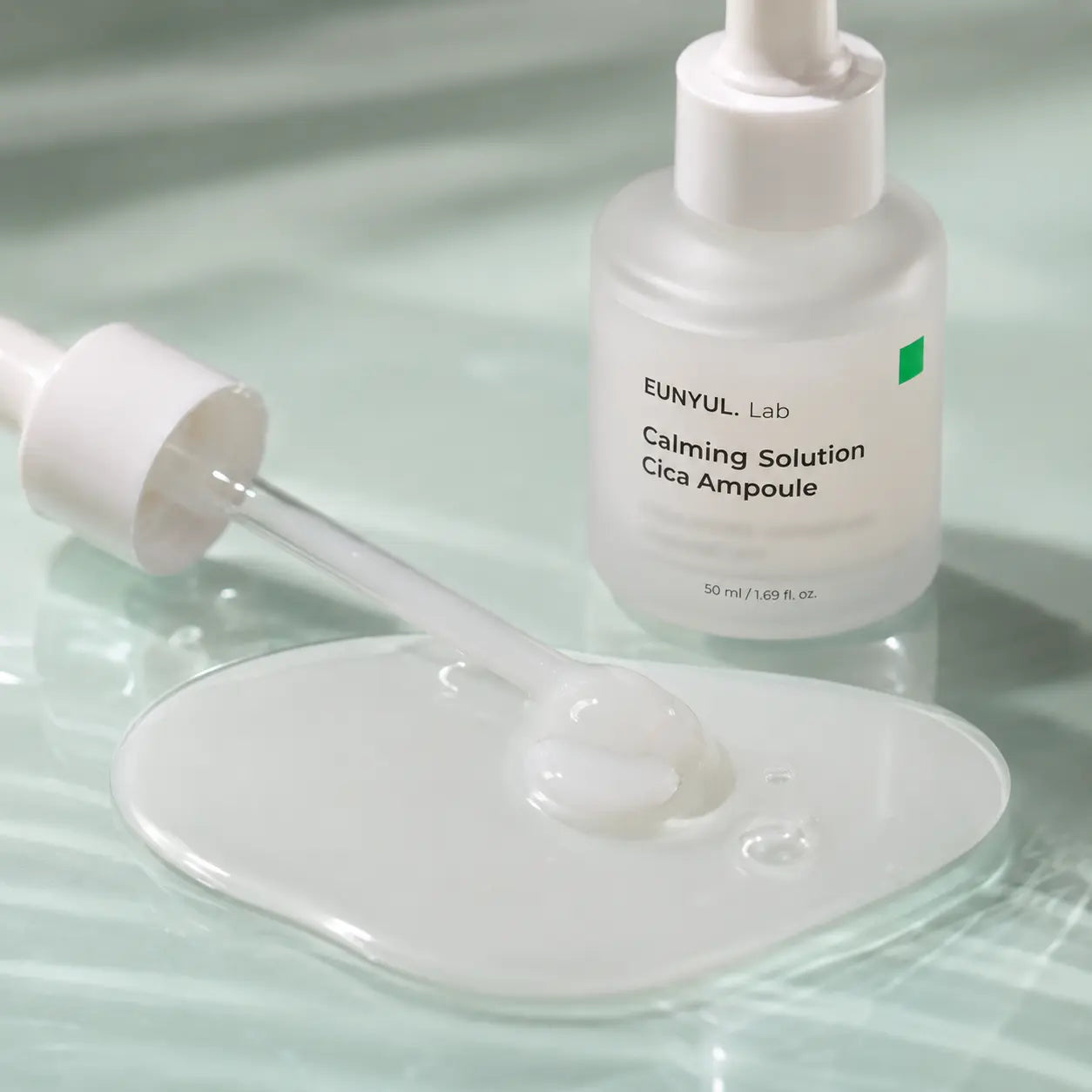 Translucent milky texture of EUNYUL.Lab Calming Solution Cica Ampoule