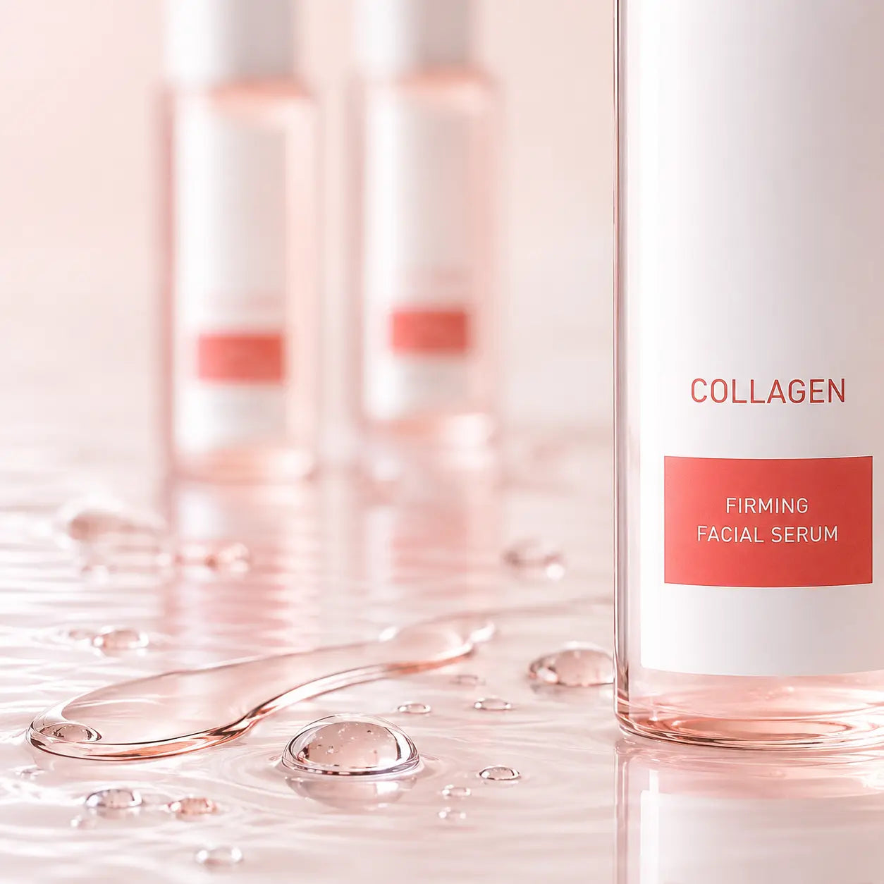 EUNYUL Real Collagen Serum clear watery texture and three bottles