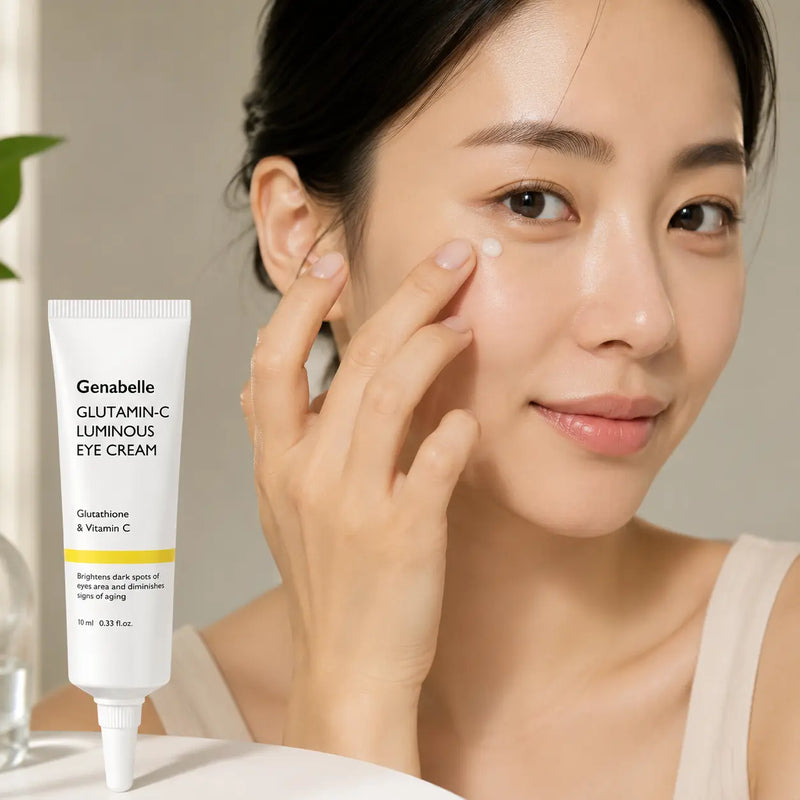 Applying Genabelle Glutamin-C Eye Cream along the orbital bone