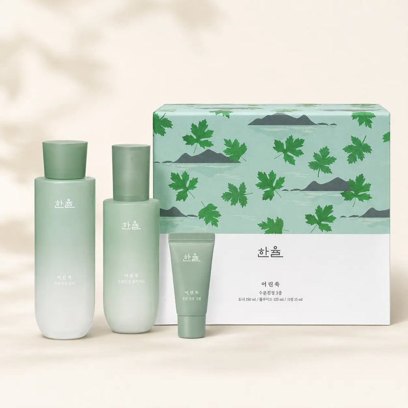 HANYUL Pure Artemisia Calming Balancing set with toner, fluid, cream and gift box