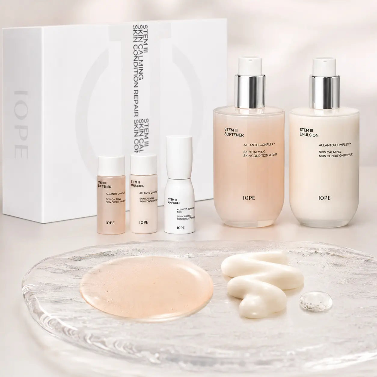 IOPE Stem III gel softener emulsion and ampoule textures