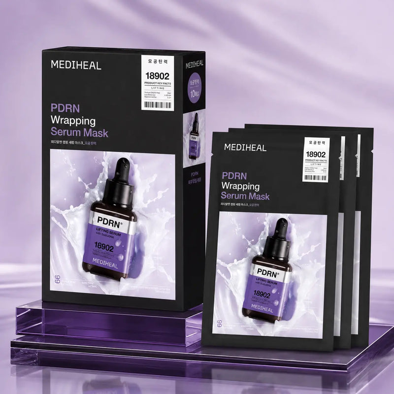 MEDIHEAL PDRN Wrapping Serum Mask box and individual sachets, 10 pack