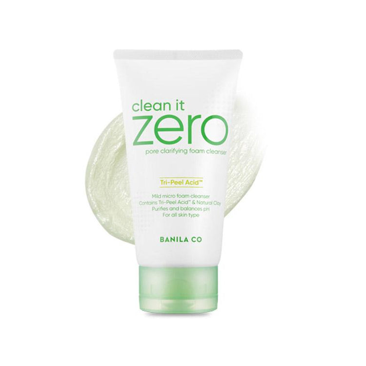 ProtoClinical k-beauty BANILA CO Clean It Zero Pore Clarifying Foam Cleanser 150ml single upright foam cleanser tube centered on a white background.