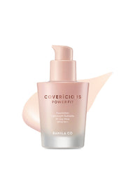 ProtoClinical k-beauty BANILA CO COVERICIOUS POWER FIT FOUNDATION 30ml open beige cream foundation texture in a vertical close-up on a clean white background