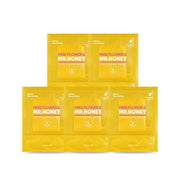 ProtoClinical k-beauty BANILA CO Miss Flower & Mr. Honey Propolis Rejuvenating 2 Step Mask 25ml+2mlX5ea set of five yellow mask sachets arranged in two rows on a clean white background