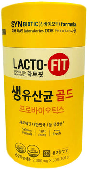 ProtoClinical k-beauty LACTO-FIT ProBiotics Gold (1 Pack, 2,000mg x 50EA) single gold probiotic box on a white background